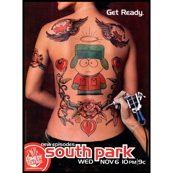 2002 South Park TV Show Cartoon Vintage Print Ad Tatt0o Woman's Back Wall Art - Picture 1 of 1